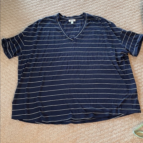 Susina Navy and White Striped Tee- oversized comfy shirt - Picture 1 of 6